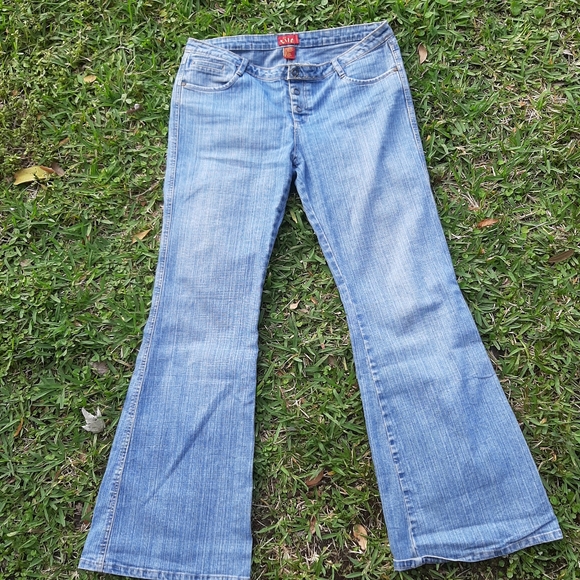 VTG 90s Y2K 00s Denim Flare Snap Jean's Wide Leg - Picture 2 of 8